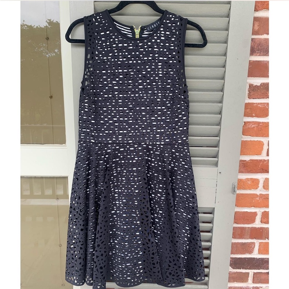 Chic Black and White Patterned Midi Dress